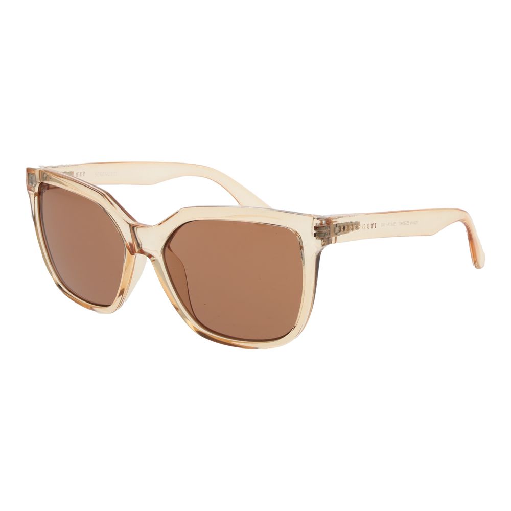 Sunglasses by Serengeti for women in eco-nylon beige features a sumptuous silhouette, showcasing a sumptuous rectangle full-rim frame design in beige coloured frame with high-performance blue-filter category-2-medium-tint lens.