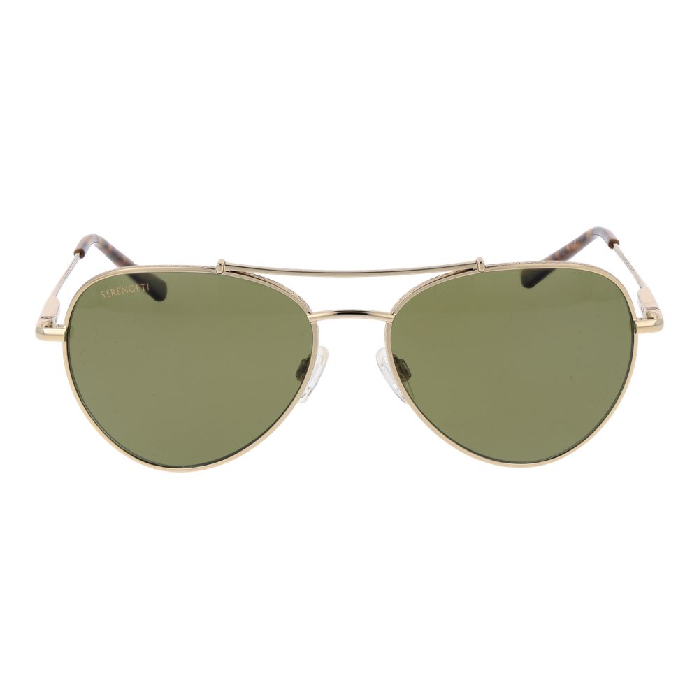 Sunglasses by Serengeti for unisex in metal gold showcases a ethereal silhouette, featuring gold coloured frame aviator full-rim frame design with photochromatic polarized category-3-dark-tint lens for a ethereal finish.
