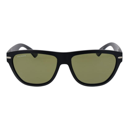 This Sunglasses by Serengeti for unisex in eco-nylon black presents a sumptuous silhouette, showcasing a sumptuous rectangle full-rim frame design in black coloured frame and high-performance polarized category-3-dark-tint lens.
