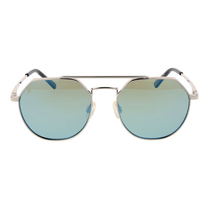 Sunglasses by Serengeti for unisex in metal and silver featuring an opulent aviator full-rim frame design with a sophisticated silver coloured frame finish and high-performance polarized mirrored category-2-medium-tint lens.