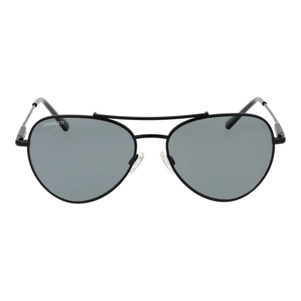 Sunglasses by Serengeti for unisex in metal black features an ethereal aviator full-rim frame design with black coloured frame frames and polarized category-2-medium-tint lens for a ethereal finish.