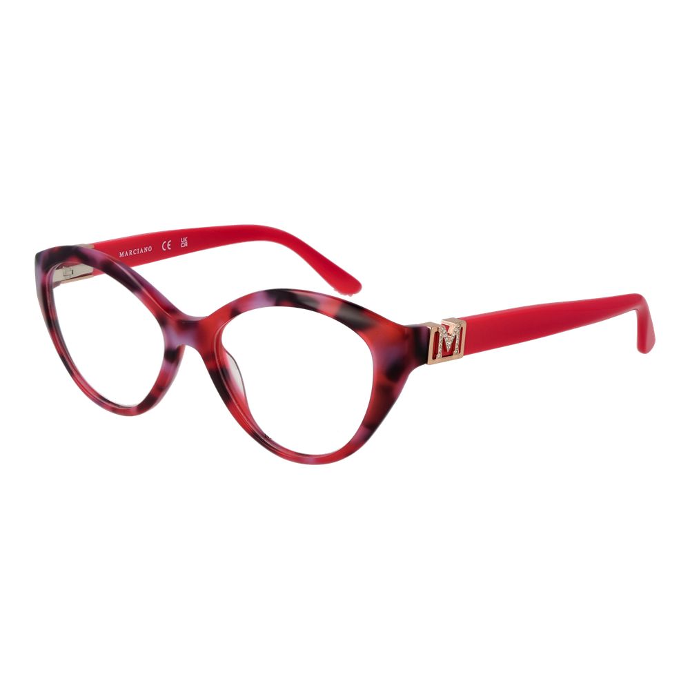 Eyeglasses Frames by Marciano by Guess for women in acetate red features an refined silhouette, showcasing the refined red coloured frame and sophisticated full-frame frame design.