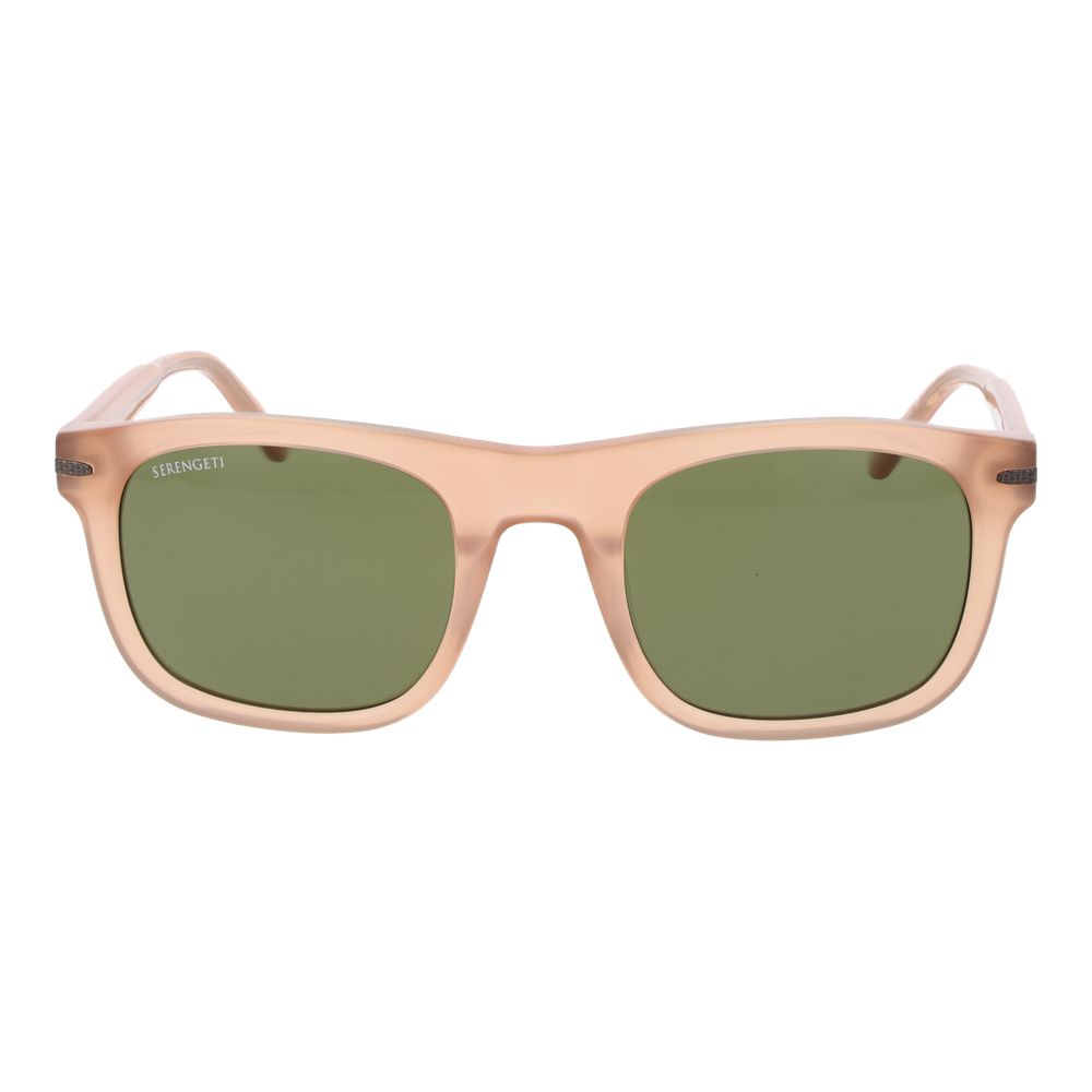 Sunglasses by Serengeti for men in acetate and beige presents a sumptuous silhouette, featuring beige coloured frame and full-rim square frame design with photochromatic polarized category-3-dark-tint lens for a sumptuous look.