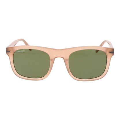 Sunglasses by Serengeti for men in acetate and beige presents a sumptuous silhouette, featuring beige coloured frame and full-rim square frame design with photochromatic polarized category-3-dark-tint lens for a sumptuous look.