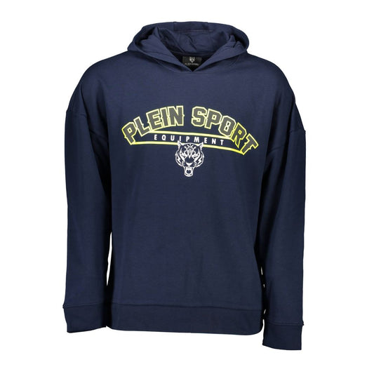 Hooded Sweatshirt Sweater by Plein Sport for men in cotton blue showcases an masterful silhouette, artfully detailed with a masterful hooded neckline and for a sophisticated, premium finish.