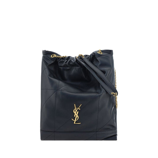 Shoulder Bucket Bag by Saint Laurent for women in lambskin leather black, signature & patchwork features an effortlessly chic silhouette with a secure drawstring, ample , and versatile shoulder-strap & adjustable-strap for effortlessly chic everyday luxury.