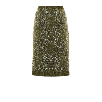 Skirt by Gucci for women in wool viscose sequins military-green features a contoured silhouette from the Women's Wool Viscose Sequins Skirt collection, characterized by its contoured knee for a contoured finish.
