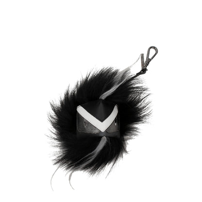 Keychain by Fendi for men in leather black, featuring an sculptural design with details in and .