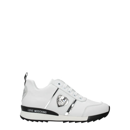 Sneakers by Love Moschino for women in leather & rubber white features a chic design, perfectly showcasing the chic fashion style of this Women's Fashion Leather & Rubber Sneakers.