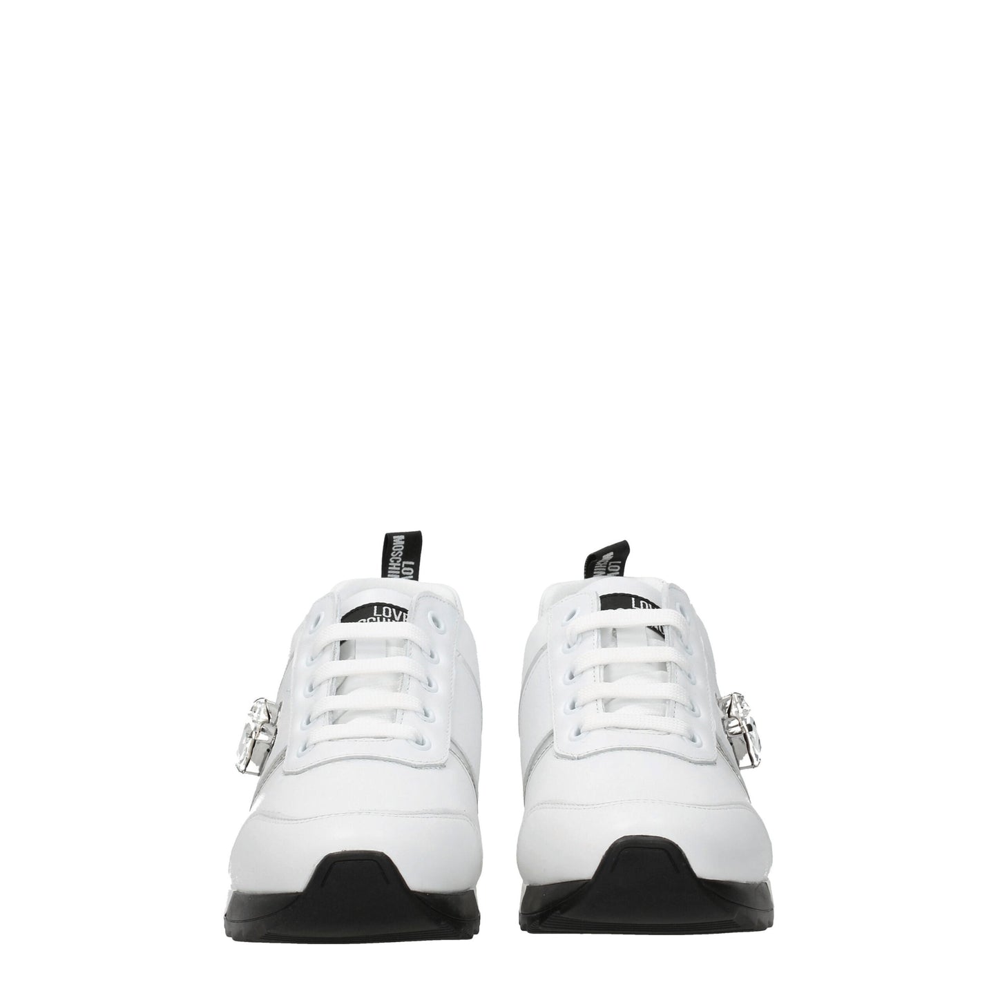 Sneakers by Love Moschino for women in leather & rubber white features an versatile design from the Women's Fashion Leather & Rubber Sneakers collection, highlighting a versatile fashion style for a premium, high-fashion look.