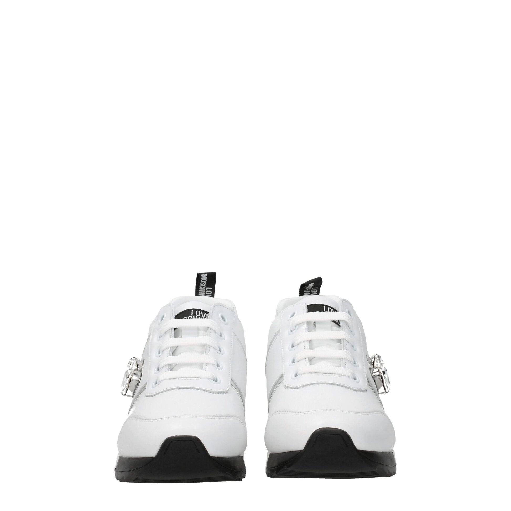Sneakers by Love Moschino for women in leather & rubber white features an versatile design from the Women's Fashion Leather & Rubber Sneakers collection, highlighting a versatile fashion style for a premium, high-fashion look.