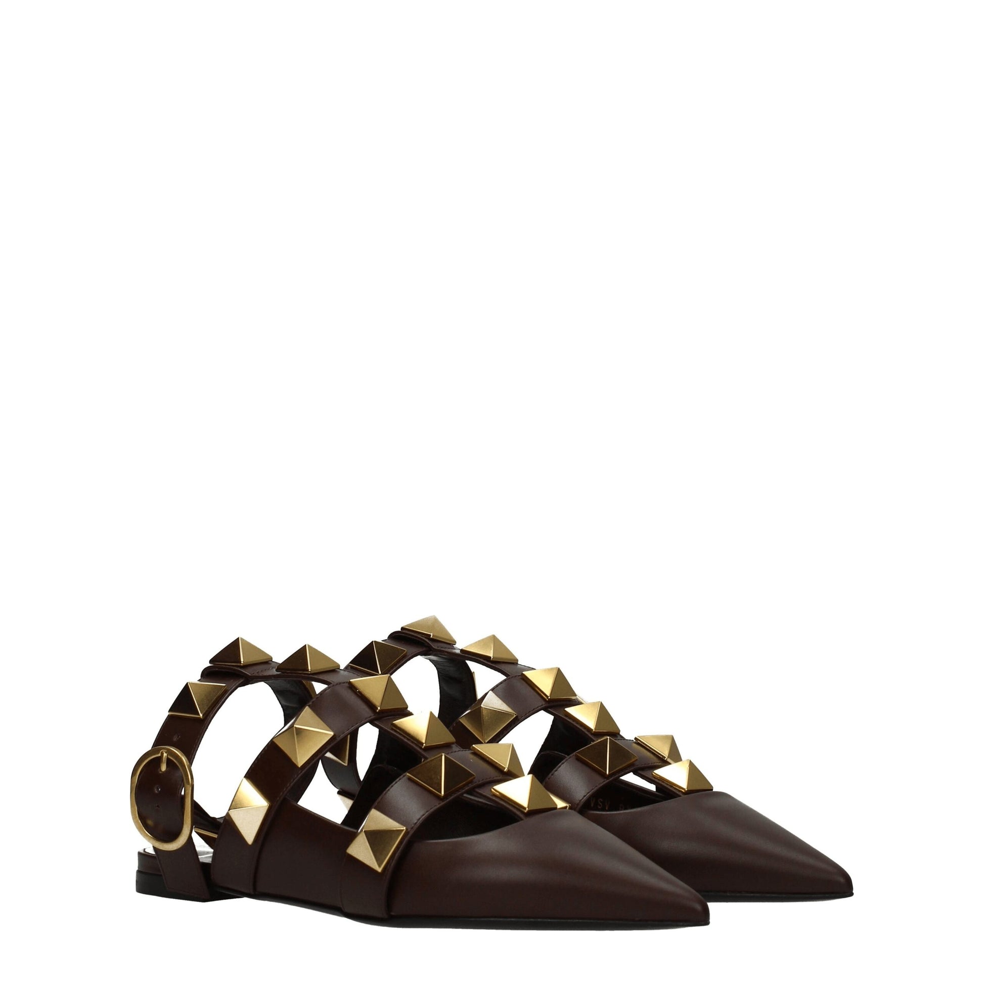Flat Sandals by Valentino Garavani for women in leather brown & gold showcases a sculptural silhouette as Women's Leather Flat Sandals, defined by a sculptural flat and sculptural for a sculptural look.