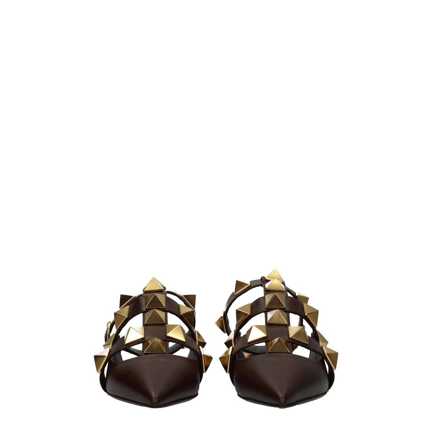 Flat Sandals by Valentino Garavani for women in leather brown & gold features an effortlessly chic silhouette from the Women's Leather Flat Sandals collection, showcasing a effortlessly chic flat and elegant .