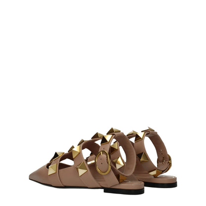 Flat Sandals by Valentino Garavani for women in leather gold, pink & rose features an statuesque Women's Leather Flat Sandals silhouette with a refined flat and elegant .