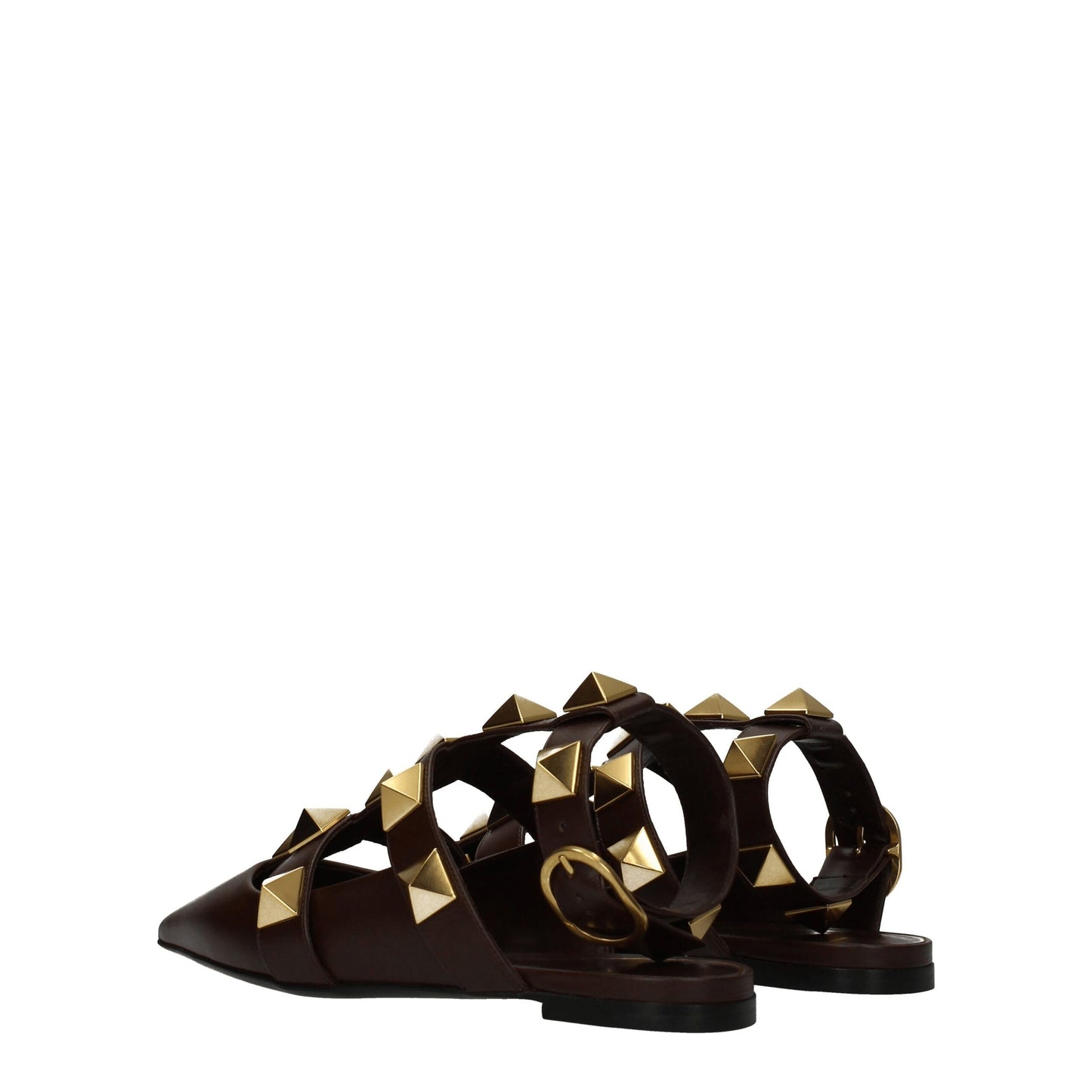 Flat Sandals by Valentino Garavani for women in leather brown & gold features an statuesque Women's Leather Flat Sandals silhouette with a refined flat and elegant .