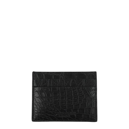 Cardholder Wallet by Billionaire Italian Couture for men in caiman & crocodile leather black & gold presents a refined silhouette, artfully capturing the essence of the Caiman & Crocodile Leather Cardholder Wallet design with sophisticated card-organization for a refined look.