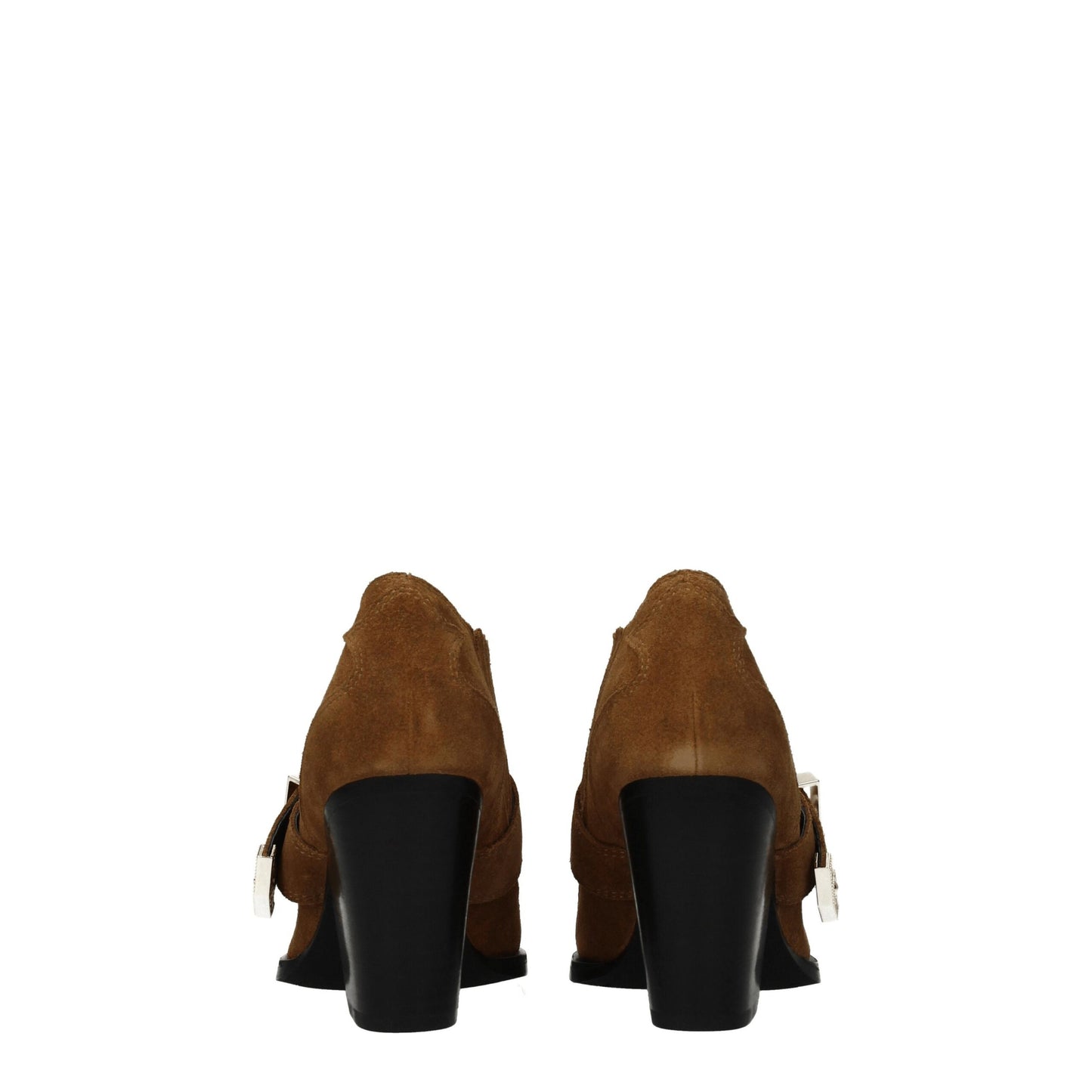 High-Heel Ankle Boots by Versace Jeans for women in suede leather & rubber brown & gold showcases a ergonomic silhouette from the Women's Suede Leather & Rubber High-Heel Ankle Boots collection, featuring a ergonomic 8-5-cm-heel high-heel and a ergonomic round toe style.