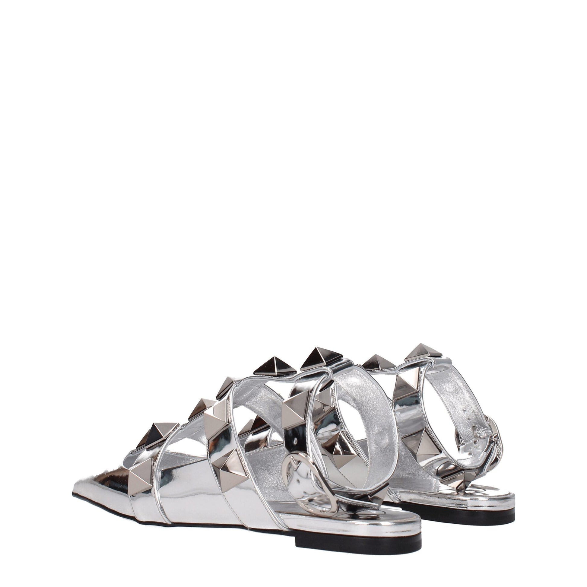 Flat Sandals by Valentino Garavani for women in patent leather gray & silver features an statuesque Women's Patent Leather Flat Sandals silhouette with a refined flat and elegant .