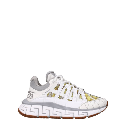 Sneakers by Versace for women in leather & rubber gray & white features a chic design, perfectly showcasing the chic fashion style of this Women's Fashion Leather & Rubber Sneakers.