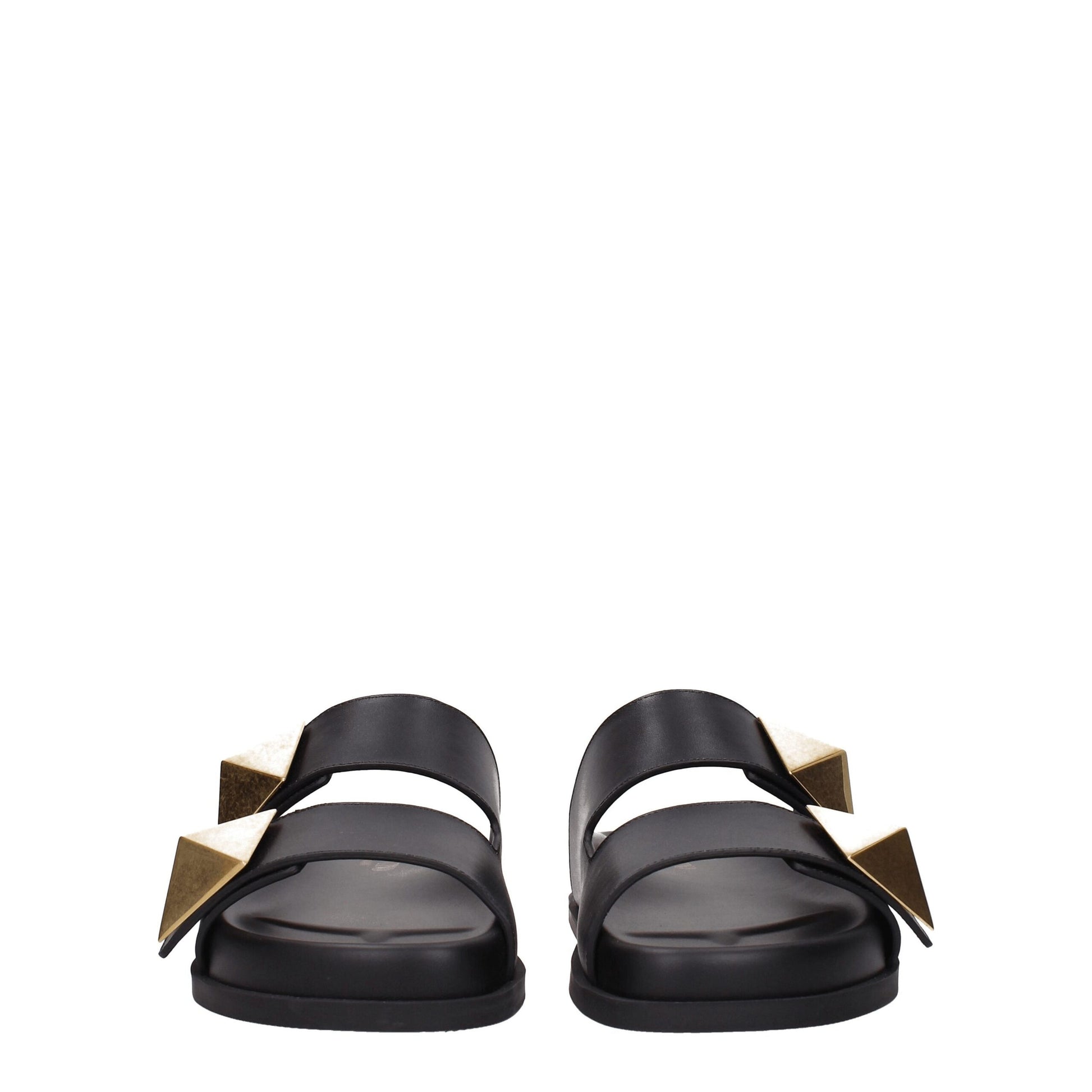 Flat Clogs Sandals by Valentino Garavani for women in leather & rubber black features an architectural design from the Women's Leather & Rubber Flat Clogs Sandals collection, defined by a architectural flat and open toe style for a architectural finish.