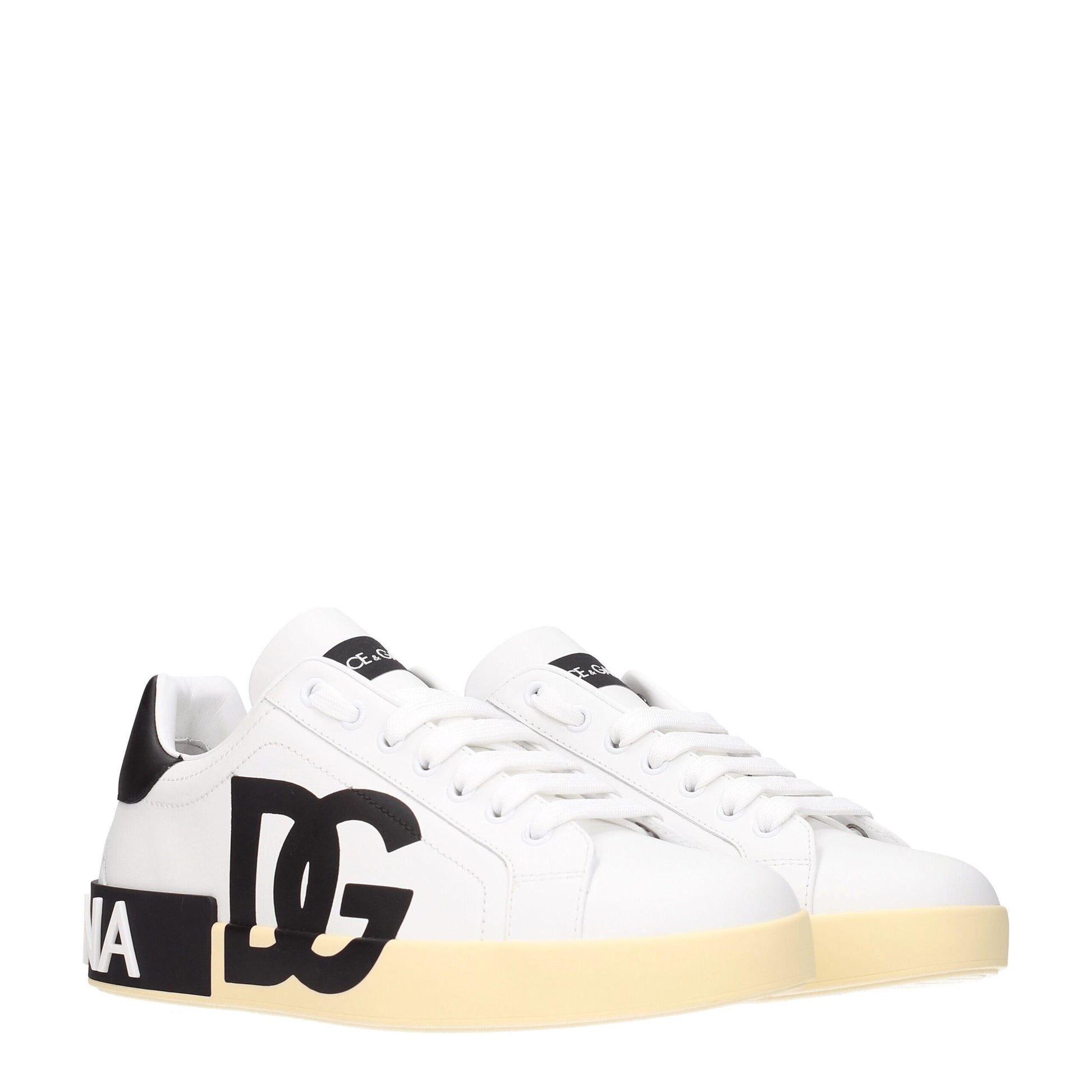 Sneakers by Dolce & Gabbana for men in leather & rubber black & white features an fashionable silhouette, showcasing the premium Men's Low Top Leather & Rubber Sneakers in a fashionable low-top style that offers a fashionable finish for refined style.