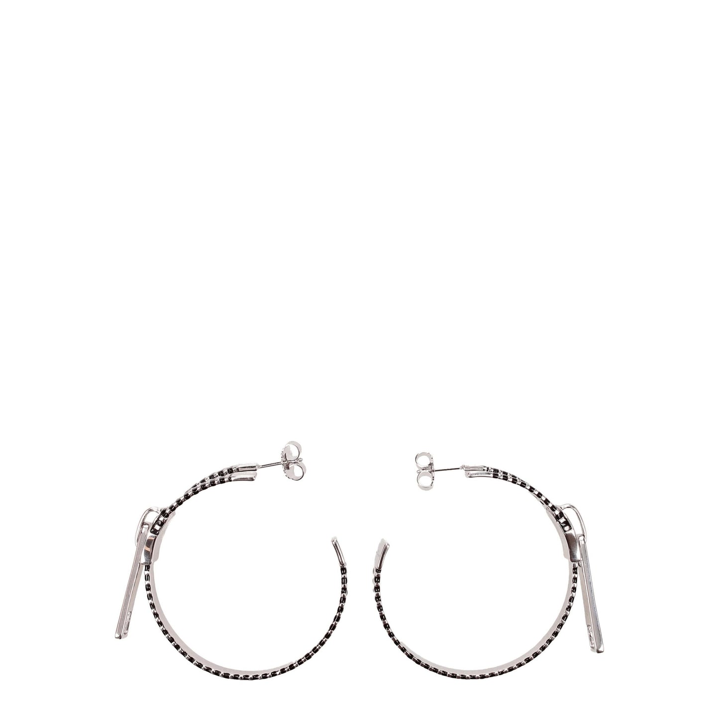 Earrings by Marc Jacobs for women in polyamide gray & silver showcases a enchanting silhouette, artfully incorporating the intricate seen in the Women's Silver Earrings.