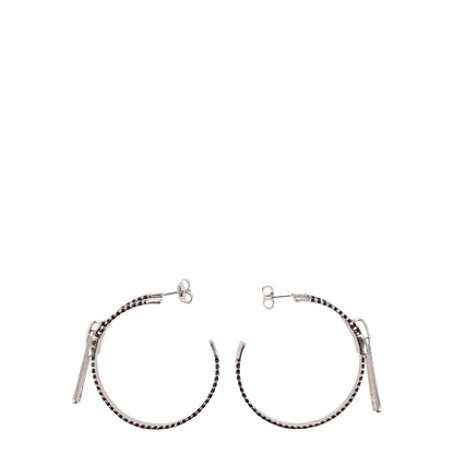 Earrings by Marc Jacobs for women in polyamide gray & silver showcases a enchanting silhouette, artfully incorporating the intricate seen in the Women's Silver Earrings.