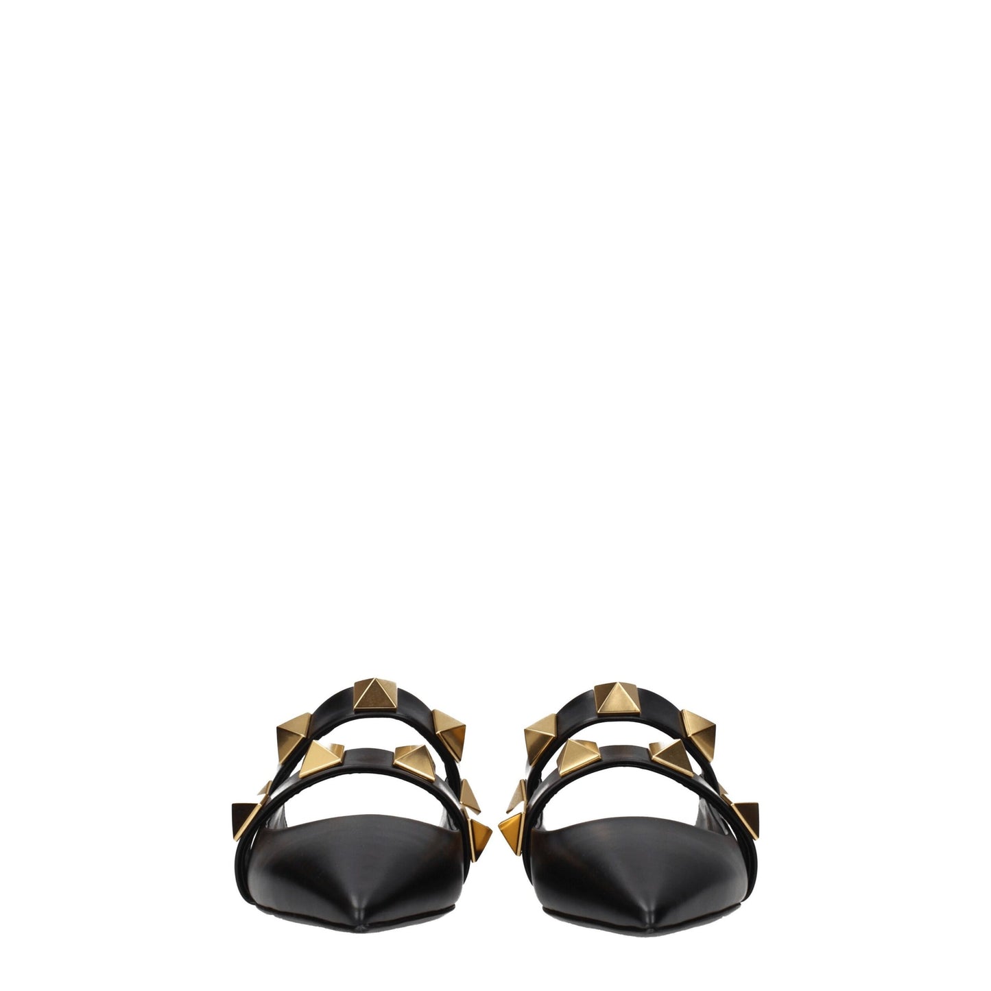 Mules Sandals Flat Shoes by Valentino Garavani for women in leather black & gold showcases a enchanting silhouette as part of the Women's Leather Mules Sandals Flat Shoes collection, defined by a enchanting and for a enchanting look.