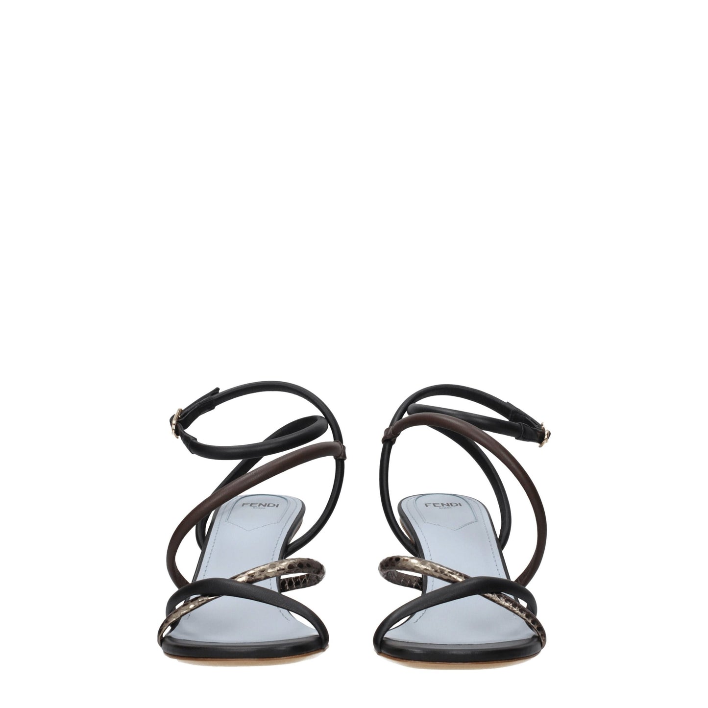 High-Heel Sandals by Fendi for women in leather multicolor features an exquisite silhouette, showcasing the exquisite Women's Leather High-Heel Sandals with a 8-cm-heel high-heel and open toe style.