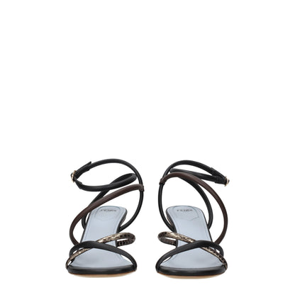 High-Heel Sandals by Fendi for women in leather multicolor features an exquisite silhouette, showcasing the exquisite Women's Leather High-Heel Sandals with a 8-cm-heel high-heel and open toe style.