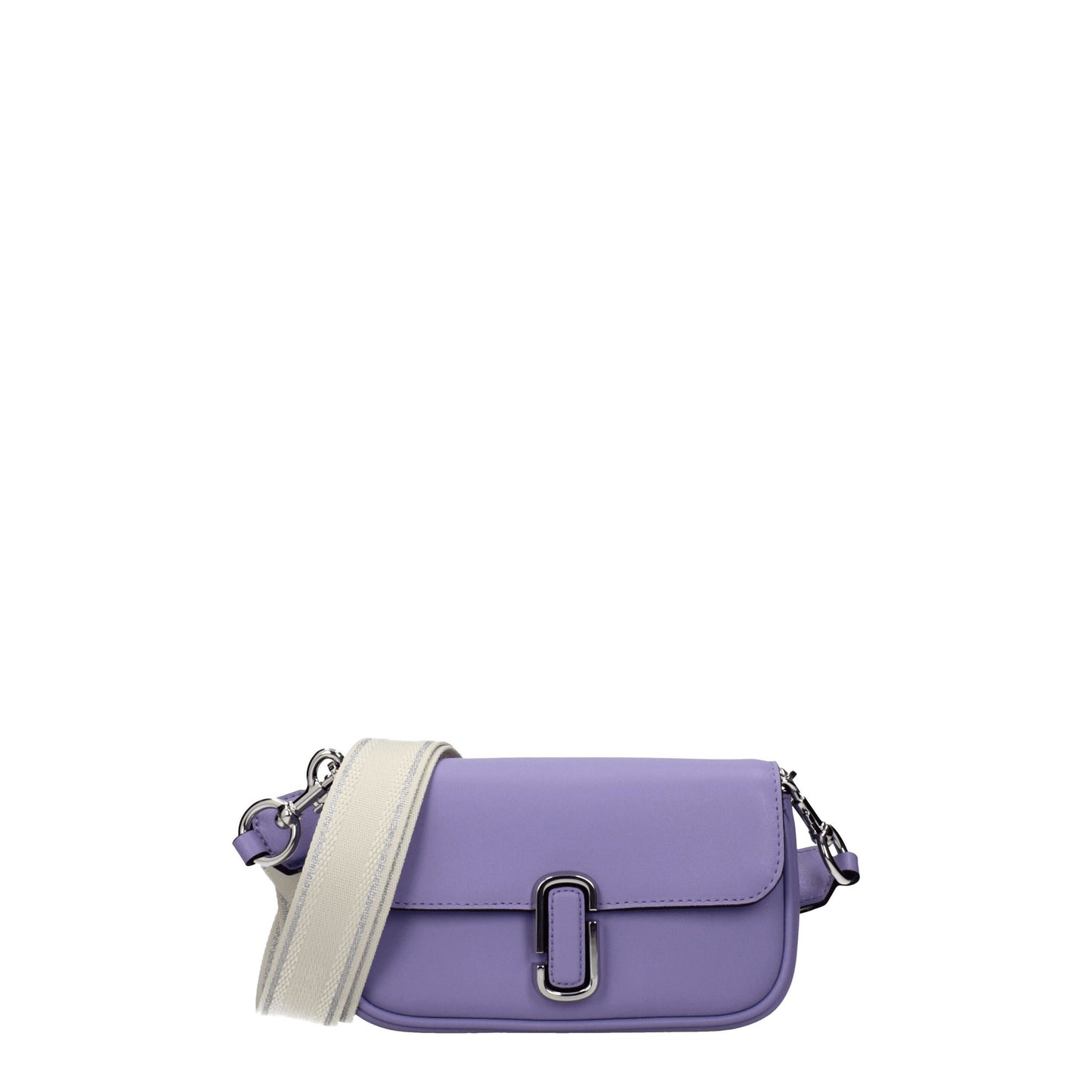 Small Crossbody Handbag by Marc Jacobs for women in leather purple & violet features a multifaceted silhouette, showcasing a secure button and multifaceted internal-pockets with versatile crossbody-strap, shoulder-strap, adjustable-strap & handle for multifaceted style.