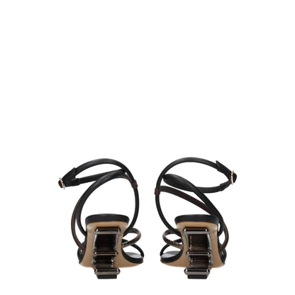 High-Heel Sandals by Fendi for women in leather and multicolor presents a captivating silhouette, showcasing the signature style of the Women's Leather High-Heel Sandals with a captivating 8-cm-heel high-heel and captivating open toe style.