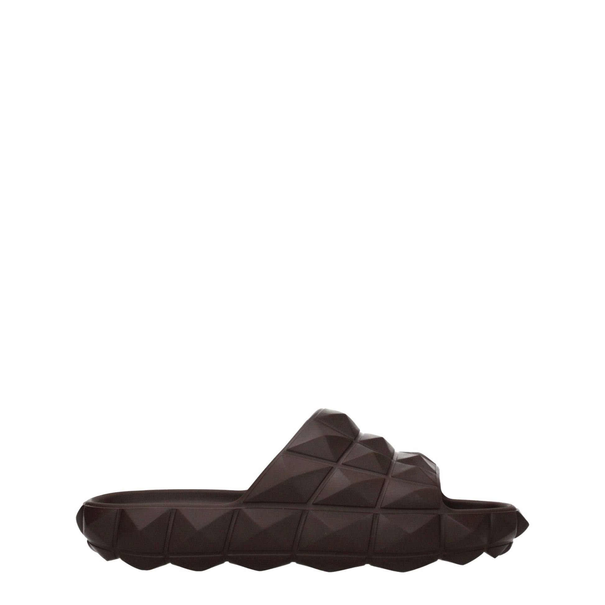 Mid-Heel Clogs Sandals by Valentino Garavani for men in cotton & rubber brown presents a sculptural silhouette, showcasing the Men's Cotton & Rubber Mid-Heel Clogs Sandals design with a sculptural 4-cm-heel mid-heel and open toe style for a premium look.