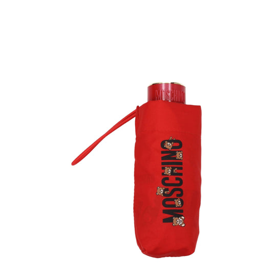 Umbrella by Moschino for women in cotton & rubber red presents a fashionable silhouette, showcasing the fashionable design and refined style of the Polyester Umbrella collection for a sophisticated look.