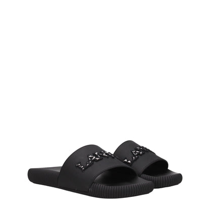 Flat Clogs Sandals by Lanvin for women in cotton & rubber black features an exquisite silhouette, showcasing the exquisite Women's Cotton & Rubber Flat Clogs Sandals with a flat and open toe style.