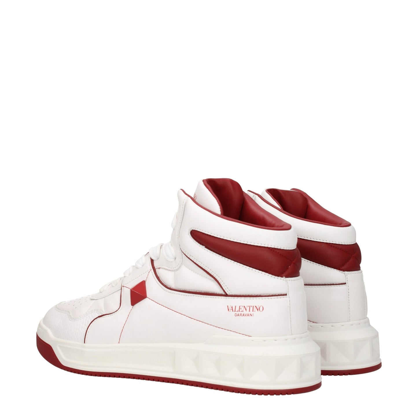 Sneakers by Valentino Garavani for men in leather & rubber red & white features a chic design, perfectly showcasing the chic high-top style of this Men's High Top Leather & Rubber Sneakers.