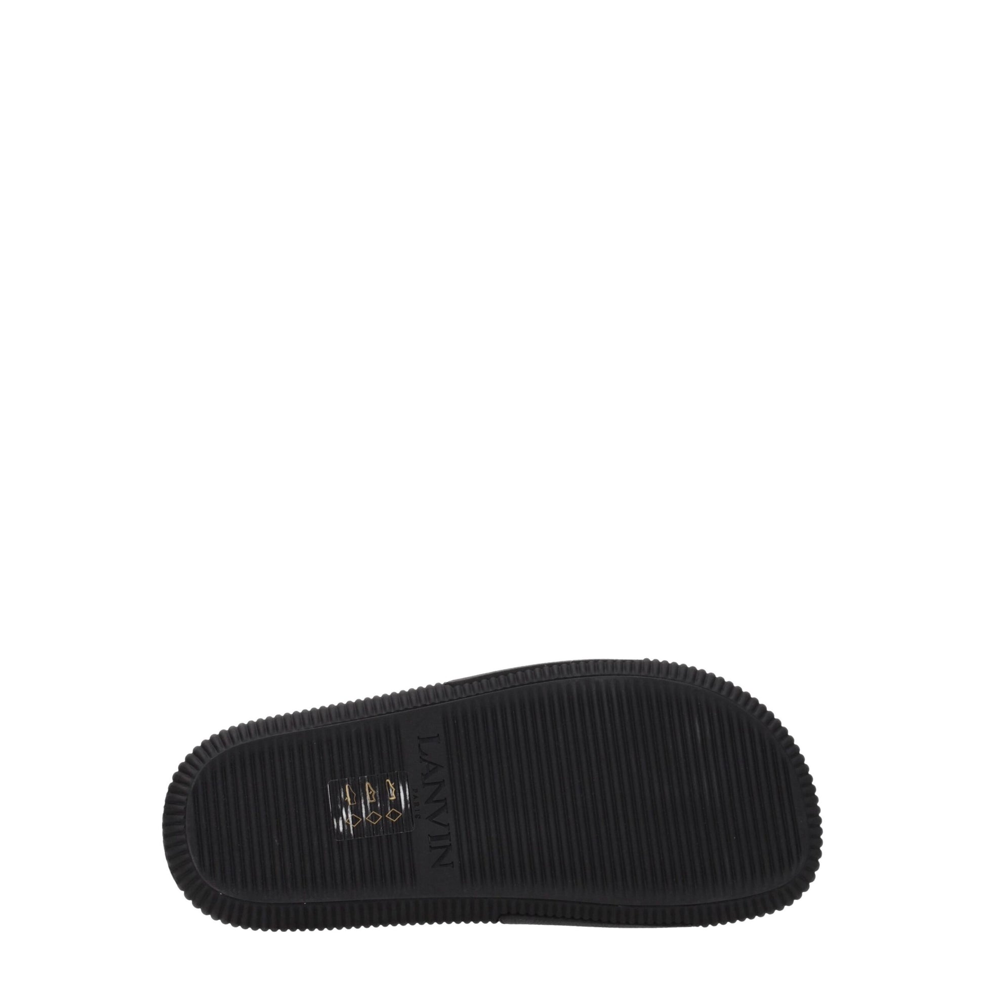 Flat Clogs Sandals by Lanvin for women in cotton & rubber black features an statuesque Women's Cotton & Rubber Flat Clogs Sandals silhouette with a refined flat and elegant open toe style.