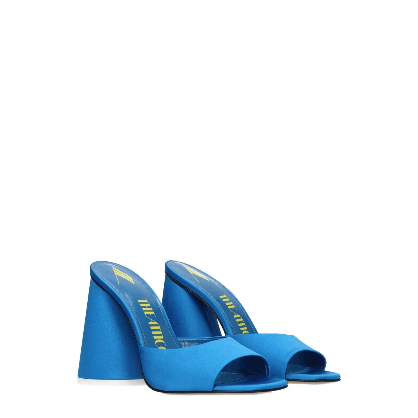 High-Heel Sandals by The Attico for women in leather & satin light-blue & turquoise features an architectural design from the Women's Leather & Satin High-Heel Sandals collection, defined by a architectural high-heel 10-5-cm-heel and open toe style for a architectural finish.