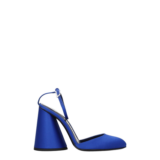 High-Heel Sandals by The Attico for women in leather & satin blue showcases a sculptural silhouette as Women's Leather & Satin High-Heel Sandals, defined by a sculptural high-heel 10-5-cm-heel and sculptural round toe style for a sculptural look.