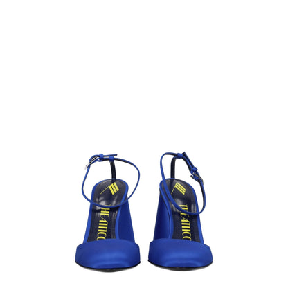 High-Heel Sandals by The Attico for women in leather & satin and blue presents a captivating silhouette, showcasing the signature style of the Women's Leather & Satin High-Heel Sandals with a captivating high-heel 10-5-cm-heel and captivating round toe style.