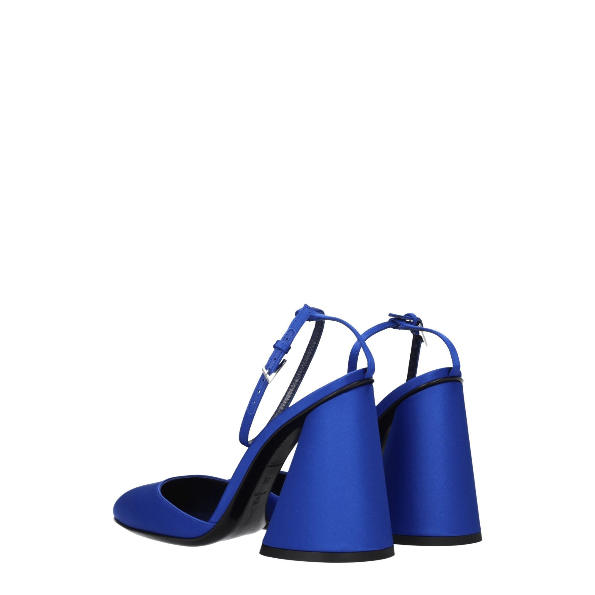 High-Heel Sandals by The Attico for women in leather & satin blue features an effortlessly chic silhouette from the Women's Leather & Satin High-Heel Sandals collection, showcasing a effortlessly chic high-heel 10-5-cm-heel and elegant round toe style.