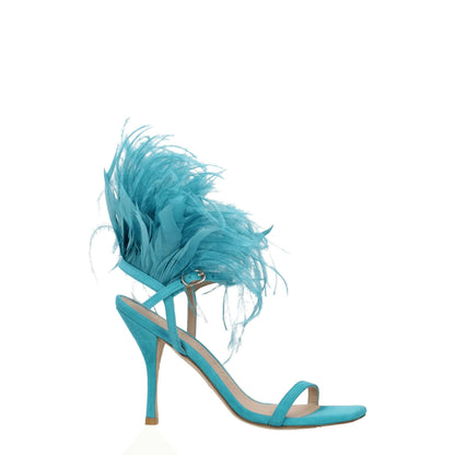 High-Heel Sandals by Stuart Weitzman for women in suede leather green features an statuesque Women's Suede Leather High-Heel Sandals silhouette with a refined high-heel 10-cm-heel and elegant open toe style.
