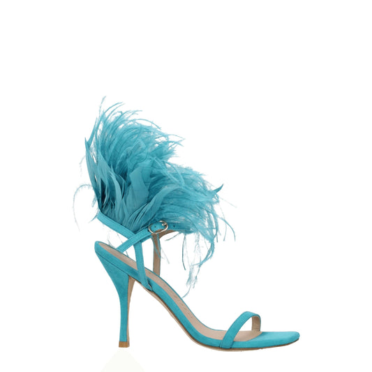 High-Heel Sandals by Stuart Weitzman for women in suede leather green features an statuesque Women's Suede Leather High-Heel Sandals silhouette with a refined high-heel 10-cm-heel and elegant open toe style.