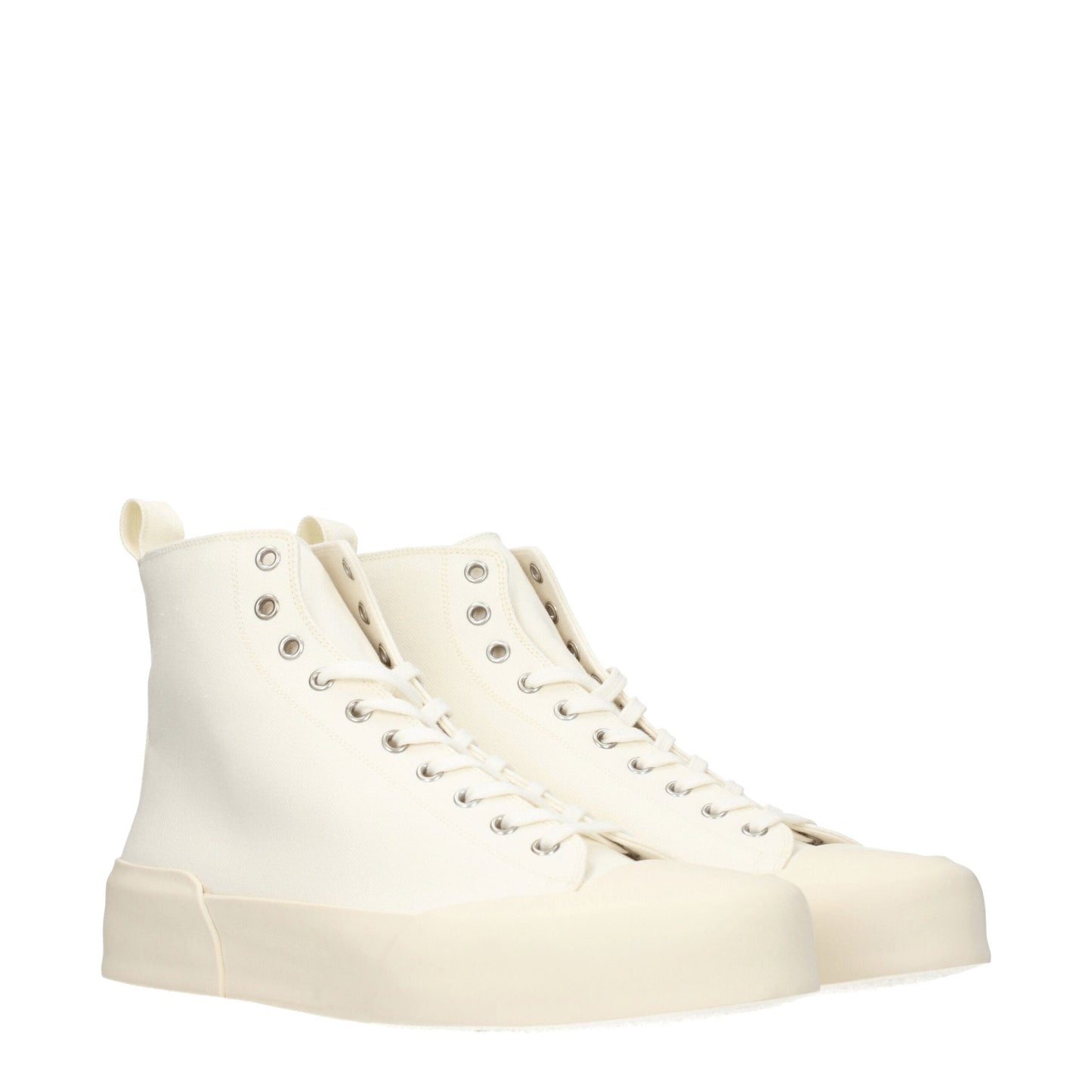 Sneakers by Jil Sander for men in rubber & fabric beige & ivory presents a on trend silhouette from the Men's Fashion Rubber & Fabric Sneakers collection, showcasing a on trend fashion style for an elevated aesthetic.