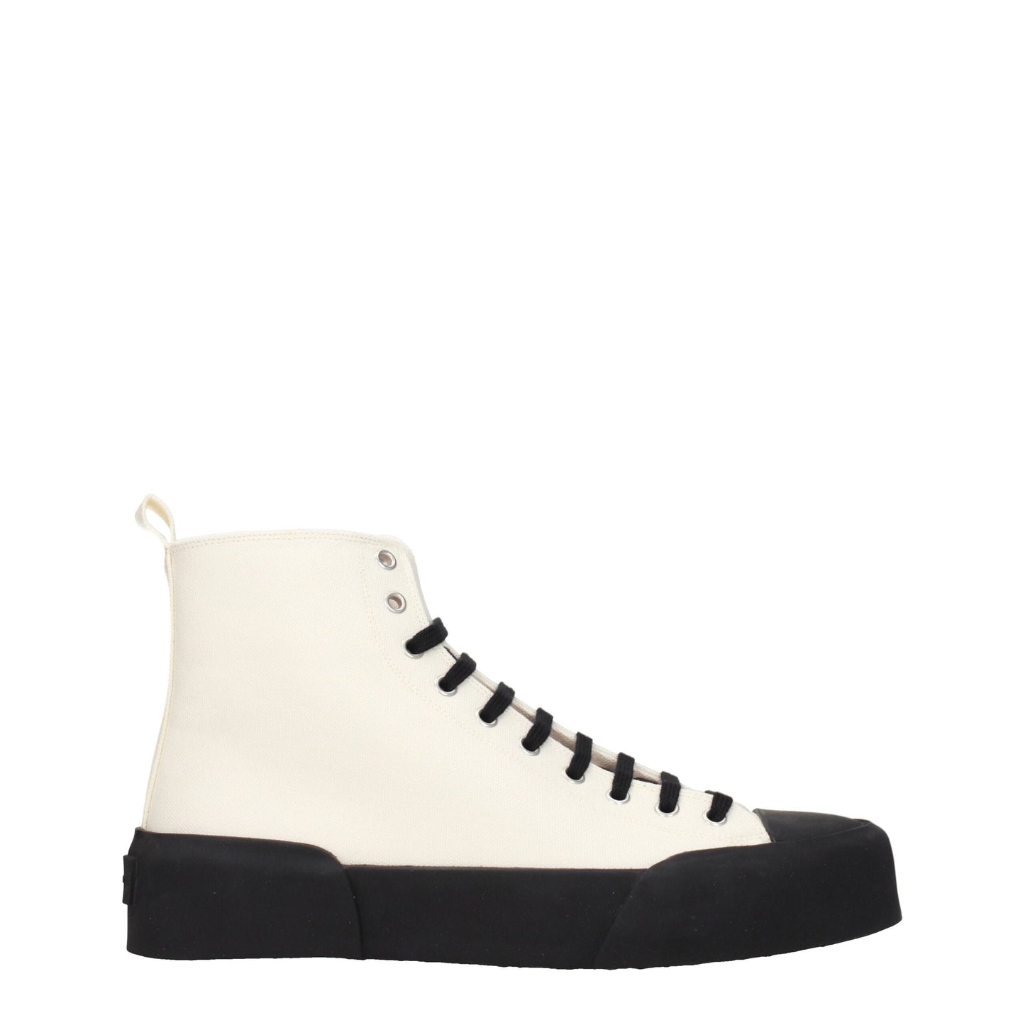 Sneakers by Jil Sander for men in rubber & fabric beige & black presents a on trend silhouette from the Men's Fashion Rubber & Fabric Sneakers collection, showcasing a on trend fashion style for an elevated aesthetic.