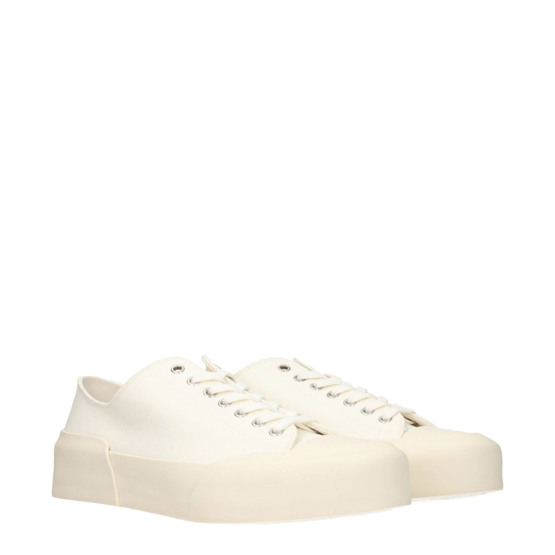 Sneakers by Jil Sander for men in rubber & fabric beige & ivory features a chic design, perfectly showcasing the chic low-top style of this Men's Low Top Rubber & Fabric Sneakers.