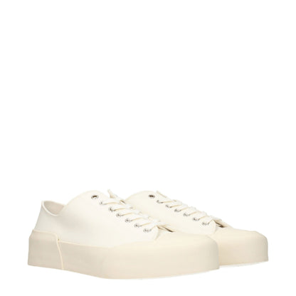 Sneakers by Jil Sander for men in rubber & fabric beige & ivory features a chic design, perfectly showcasing the chic low-top style of this Men's Low Top Rubber & Fabric Sneakers.