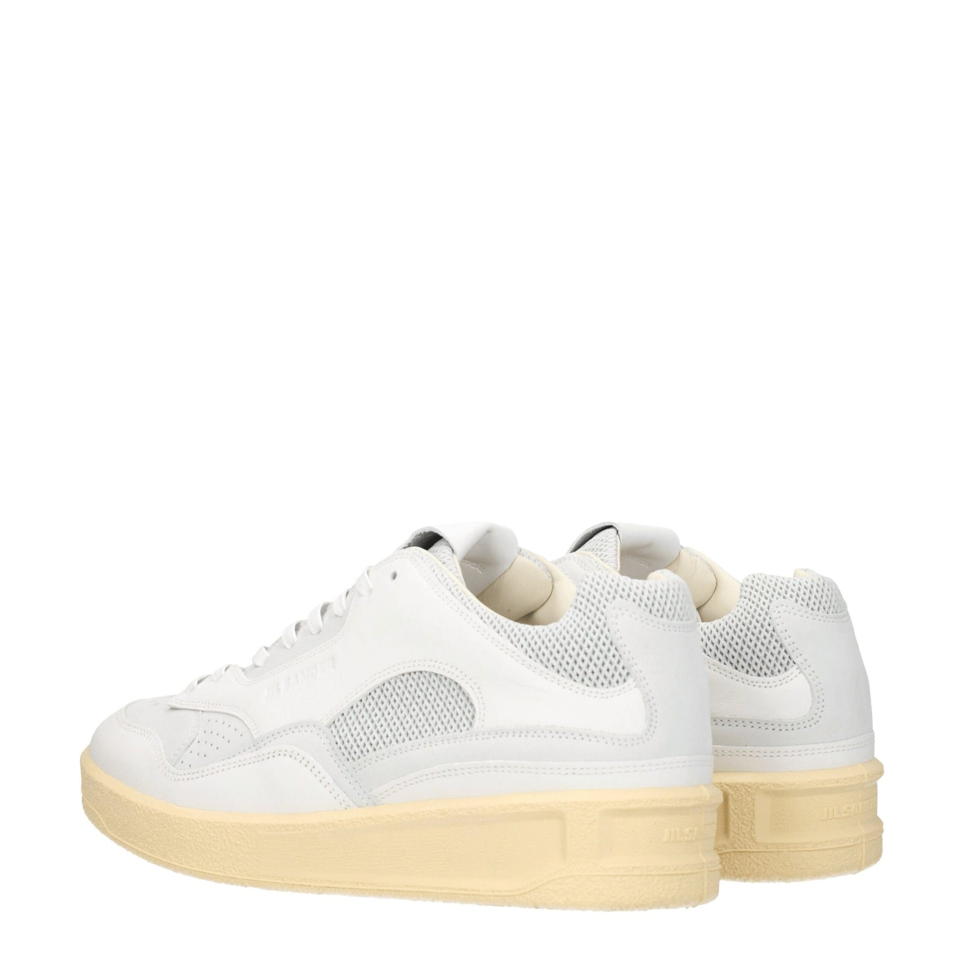 Sneakers by Jil Sander for men in leather gray, light-grey & white presents a on trend silhouette from the Men's Fashion Leather Sneakers collection, showcasing a on trend fashion style for an elevated aesthetic.