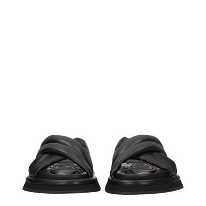 Flat Clogs Slippers by Dolce & Gabbana for men in leather & rubber black presents a effortless silhouette, showcasing the elegant Men's Leather & Rubber Flat Clogs Slippers design with its unique flat and sophisticated open toe style.