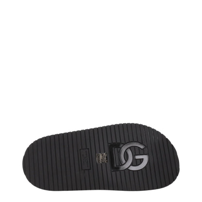 Flat Clogs Slippers by Dolce & Gabbana for men in leather & rubber and black presents a sculptural silhouette as Men's Leather & Rubber Flat Clogs Slippers, featuring a sculptural flat and a sculptural open toe style for refined comfort.